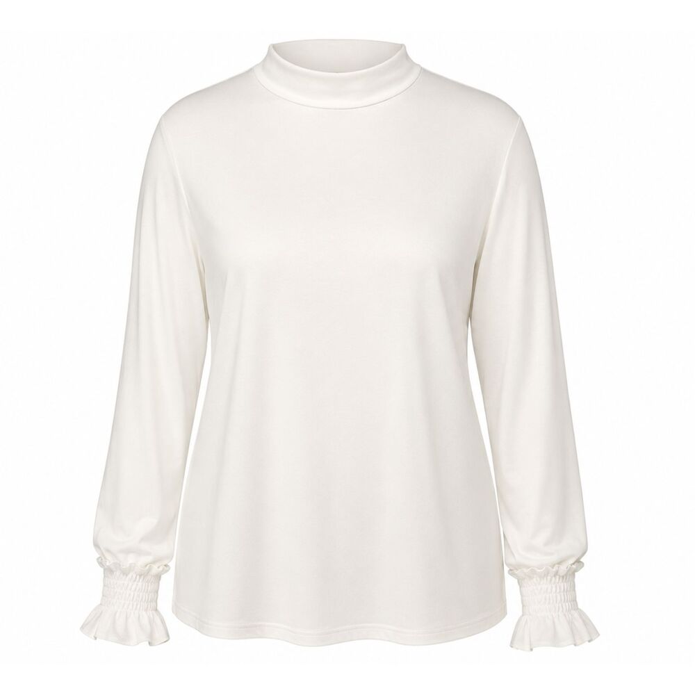 NWT White Mock Neck Ruffle Cuff Long Sleeve Top Women's 2XL